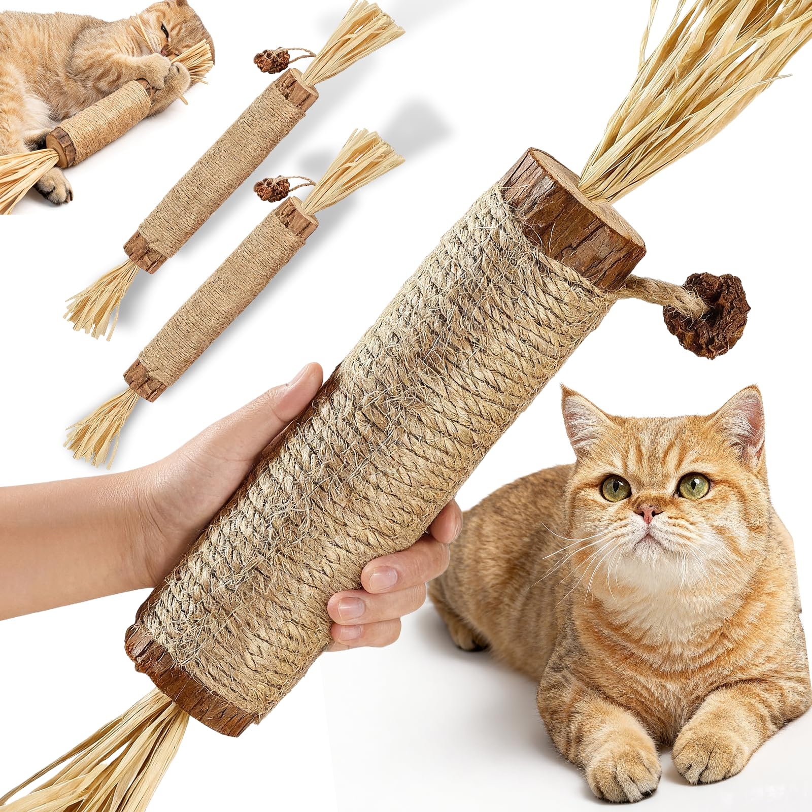 Donubiiu Silvervine Dental Sticks for Cats–Upgraded Thick & Long Design,2026 New Silvervine for Cats,Natural Catnip Chew Toys for Kittens Teeth Cleaning,Silvervine Sticks Cat Toys (2PCS)