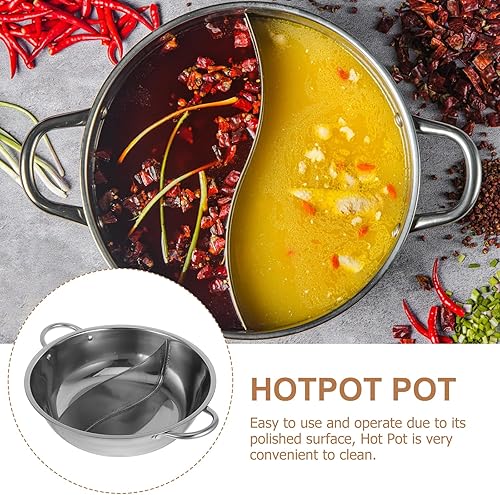 Miniatura 5 de Hemoton Hotpot Pot Olla caliente con divisor Olla caliente de acero inoxidable Olla caliente dividida Olla caliente para el hogar Olla caliente de