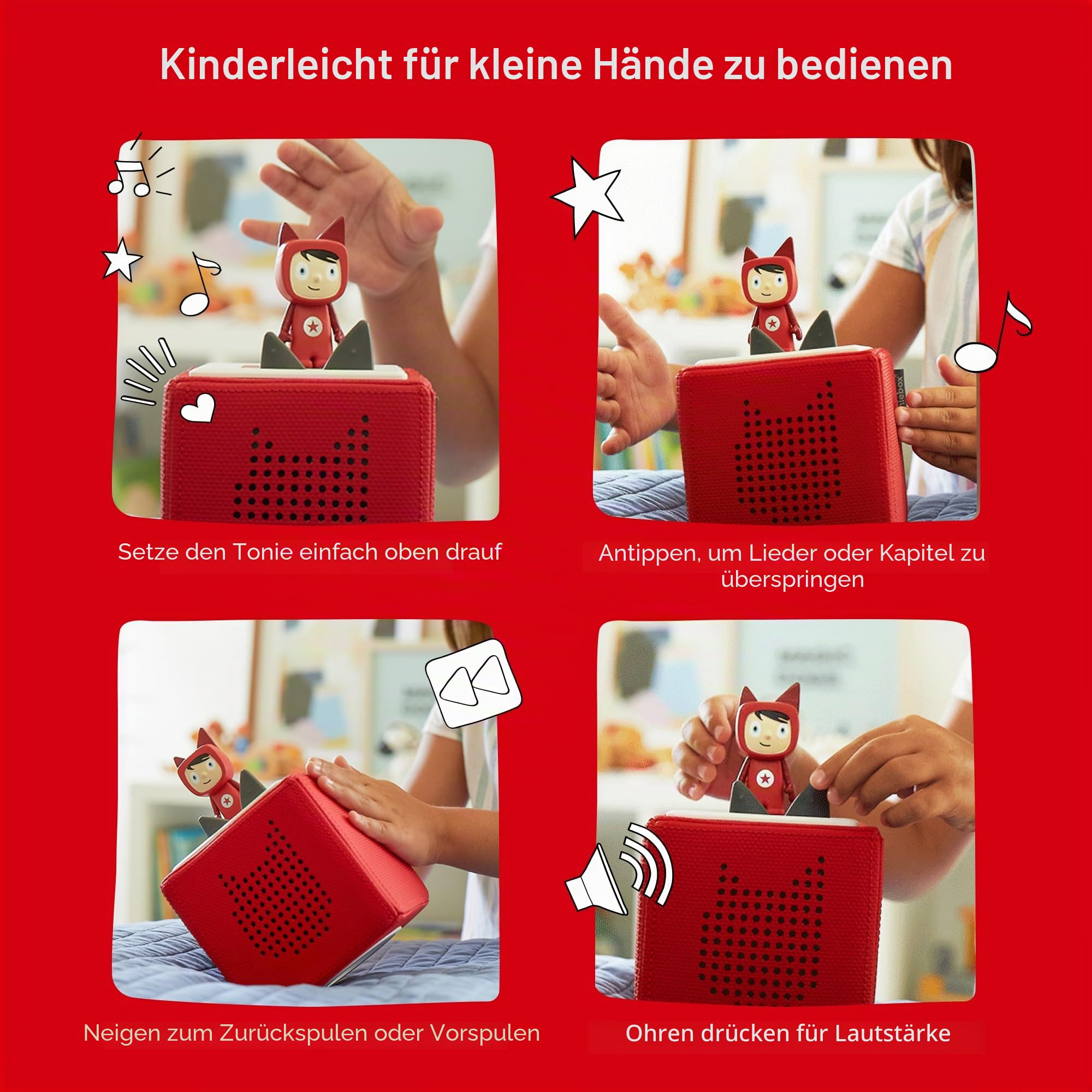 Tonies Starterset: Toniebox, grau + 1 Creative-Tonie - Hörbuch-Player und Musik-Player für Kinder - Spielzeug für Jungen und Mädchen im Alter von 3-7 Jahren