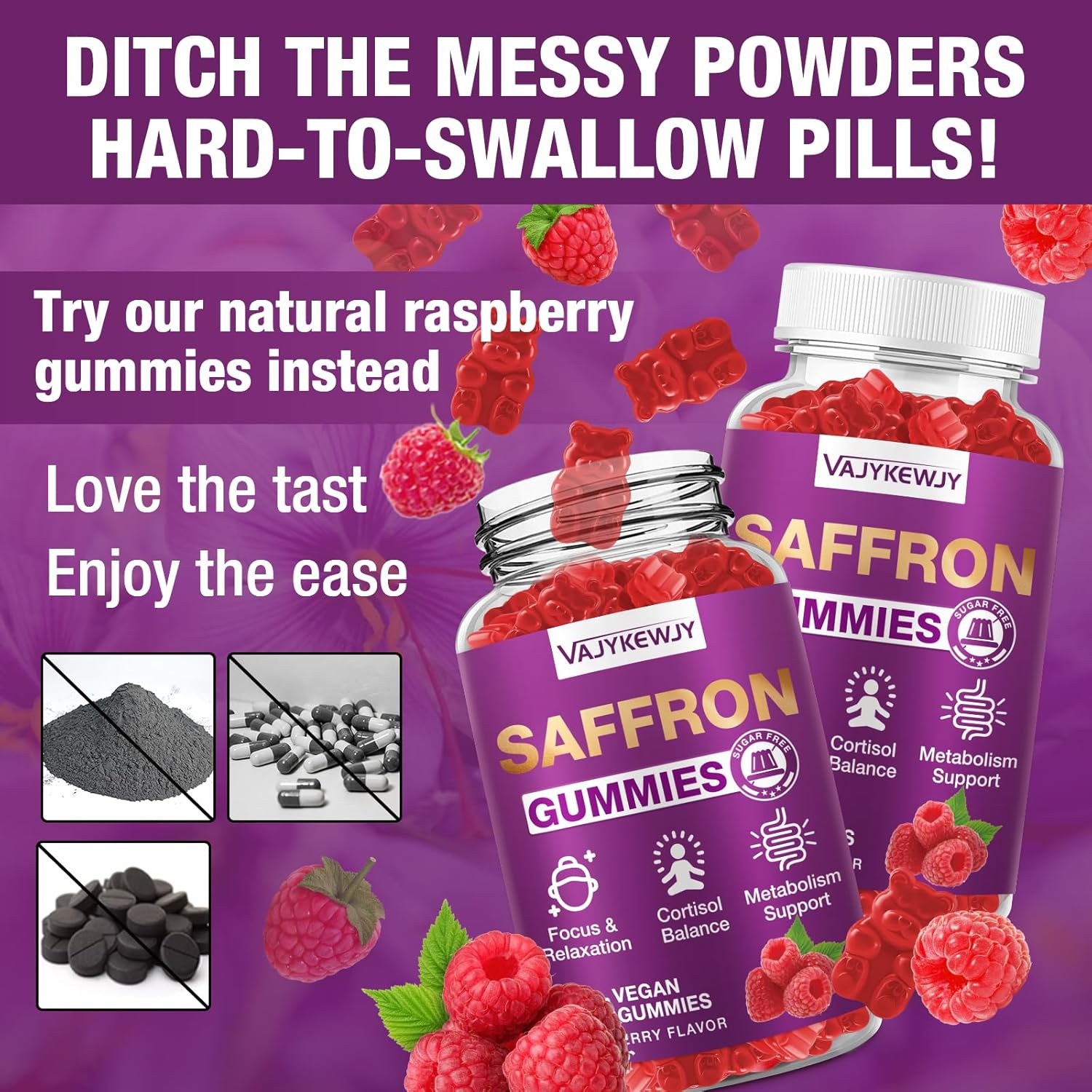 Saffron Gummies (88.5 mg) with Magnesium — Enhanced with St. John’s Wort, Rhodiola, Ashwagandha & Vitamins B6, B12, D3 for Mood & Focus Support — 60 Count - Image 7