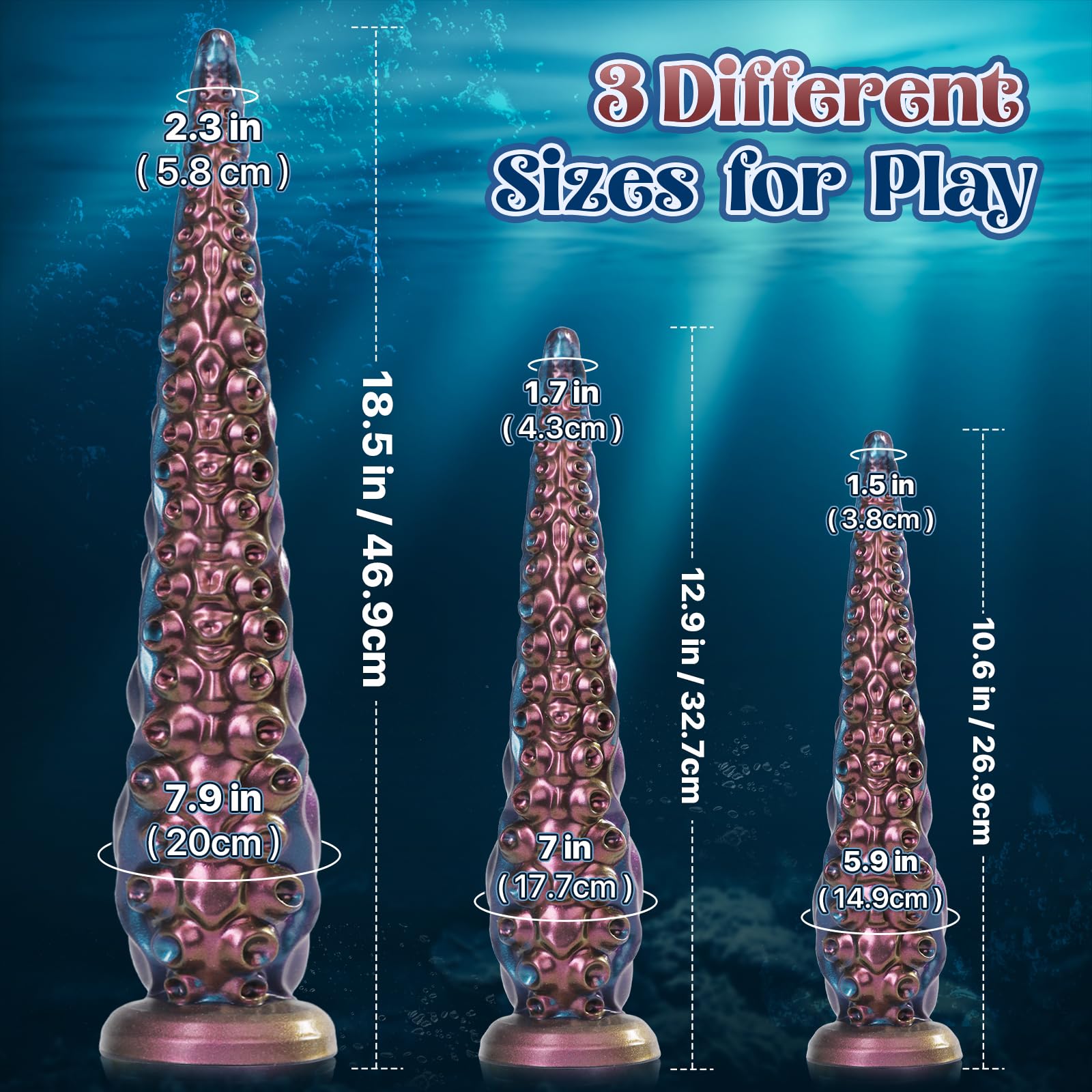 Anal Tentacle Dildo Sex Toy - 10.6" Fantasy Monster Dildo, Soft Silicone Dildo with Strong Suction Cup, Anal Butt Plug for G-Spot, Clit & Prostate Massage, COKARAGE Anal Sex Toys for Men Women Couples: Metallic Blue-12.9''