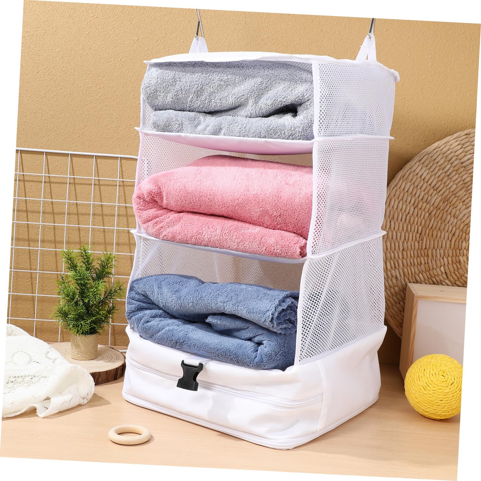 Hemobllo Organizer da Viaggio Strati con Ganci Integrati Borsa Appendibile Salva Spazio per Vestiti e Accessori in Forma Compatta per Valigie per Armadi e Viaggio