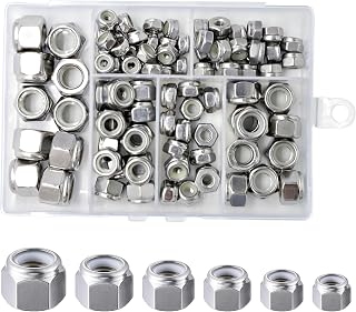 Wensilon(100pcs) Self Clinching Nuts Kit 304 Stainless Steel Self-Lock Nylon Inserted Hex Lock Nuts Set,6#32 8#32 10#24 1/4 5/16 3/8