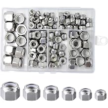 Wensilon100pcs Self Clinching Nuts Kit 304 Stainless Steel Self-Lock Nylon Inserted Hex Lock Nuts Set,6#32 8#32 10#24 1/4 5/16 3/8