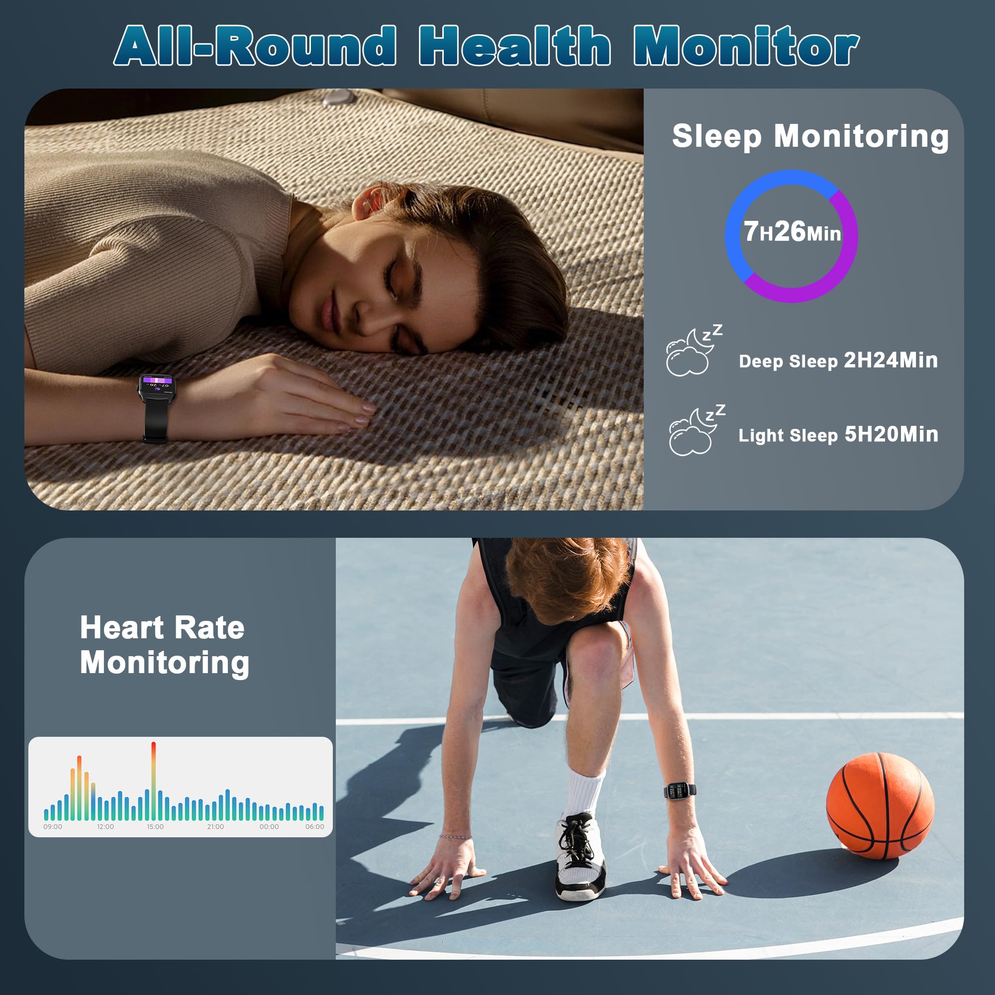 STECEi Smartwatch Uomo Donna, Schermo Curvo HD da 1,95'' Orologio Smartwatch con Effettua/Risposta Chiamate, 110+Sportive Smart Watch con Contapassi/Sonno/Cardiofrequenzimetro, Impermeabile IP68, Nero