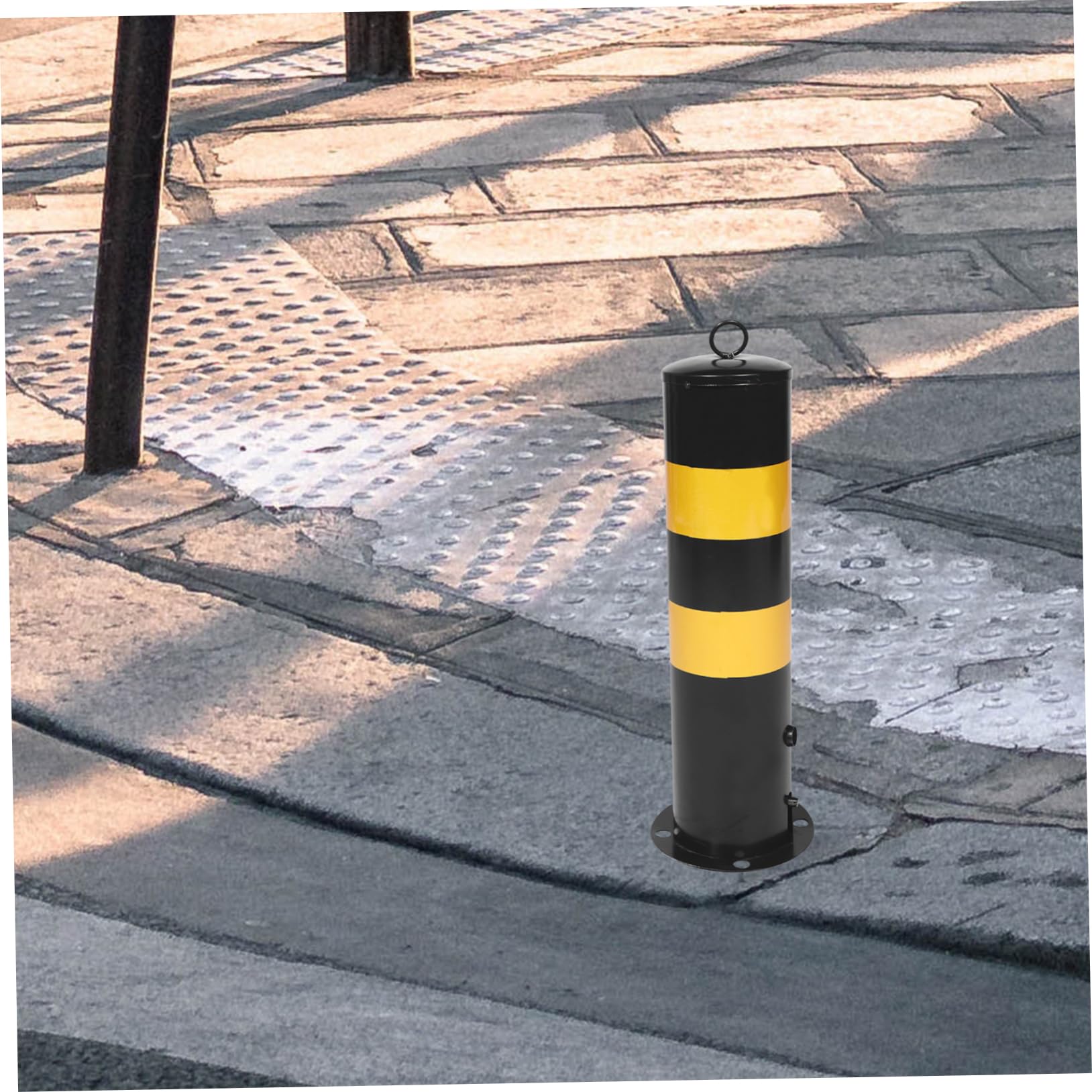 Poste de Acero para Estacionamiento Reforzado, Barrera de Protección Negra para Seguridad Vial y Control de Acceso en Zonas Restringidas