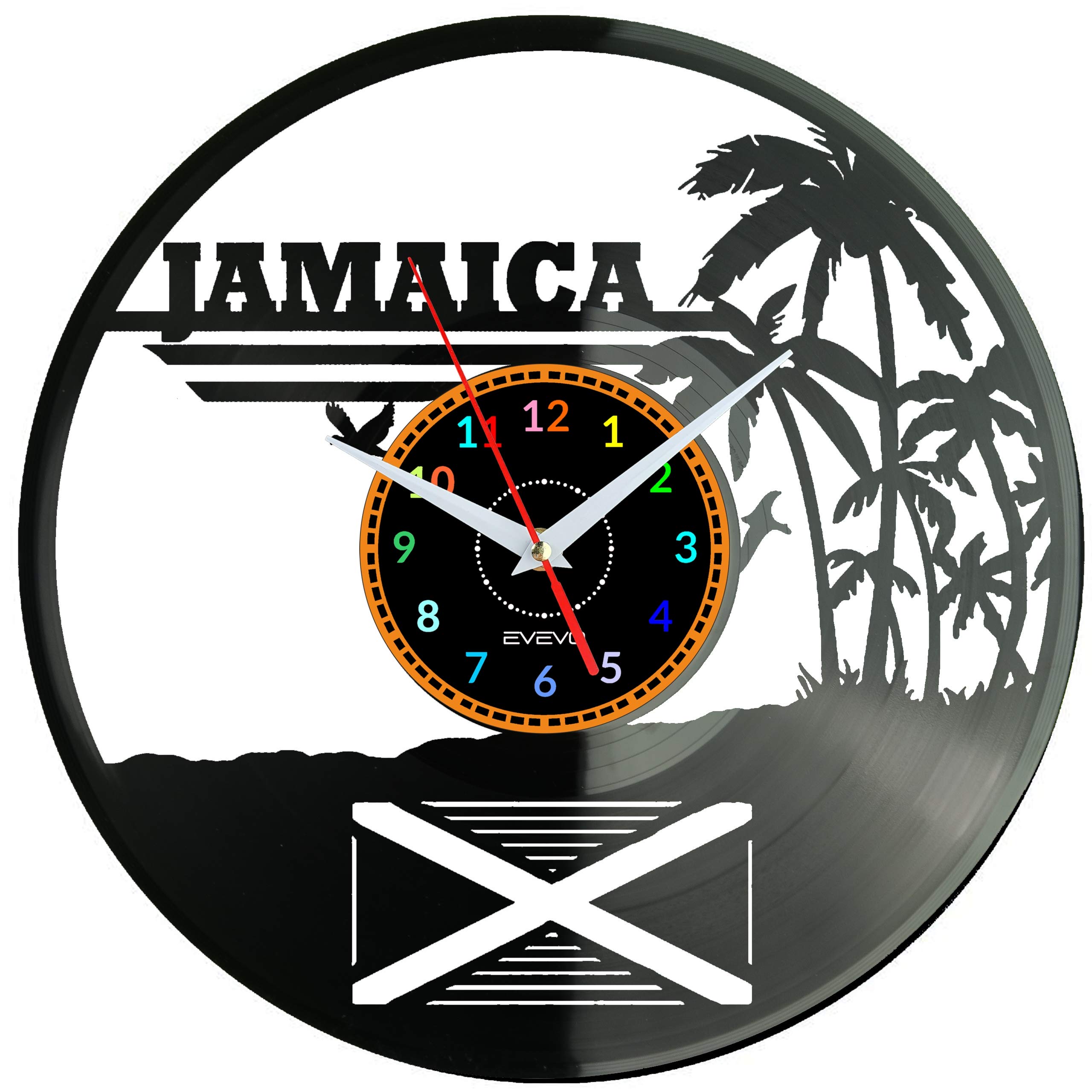 Horloge Reggae Jamaïque Vinyle Idée Cadeau Décoration Tropiques