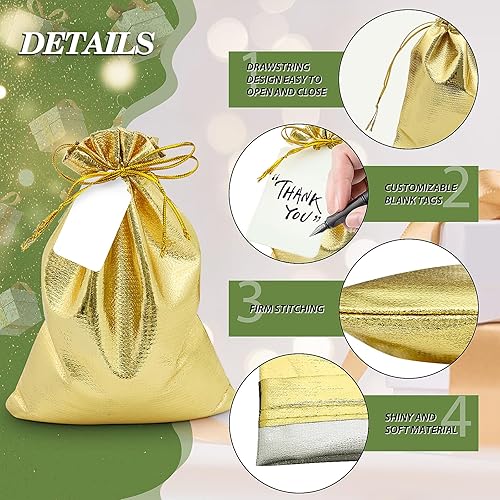 Miniatura 3 de DOYIDE 50 bolsas de regalo con cordón dorado, bolsas de joyería de 8 x 12 pulgadas, bolsas con cordón, bolsas brillantes para recuerdos de fiesta de