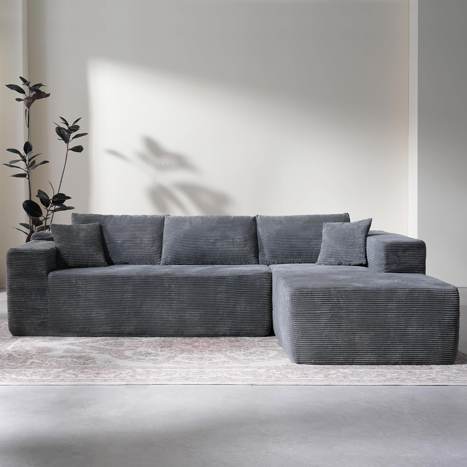 HOOOWOOO Sectional L Shaped Couch,104" Assembly Free Modern