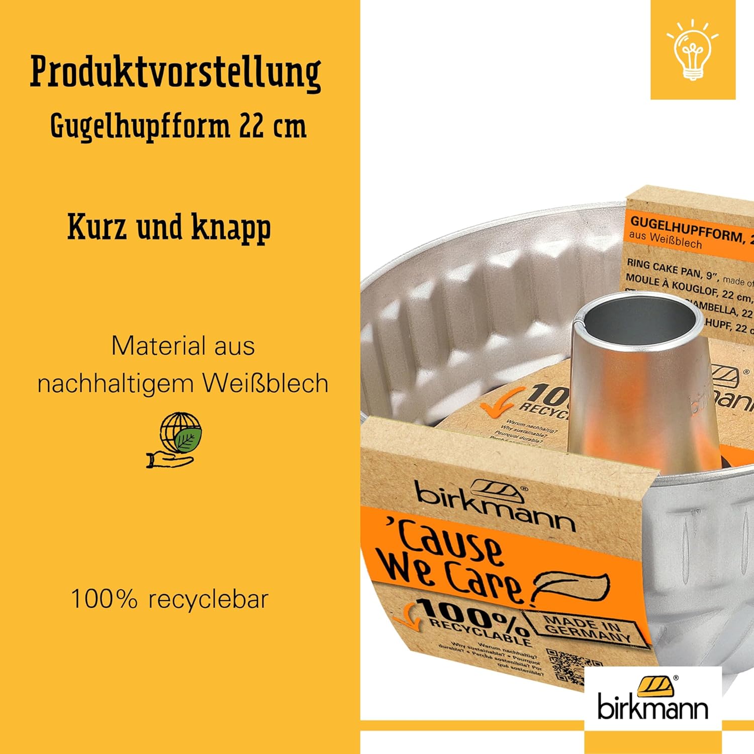 Cause we care 889095 Bundt Cake Silver Diameter 22 cm Tin Plate PFOA and PFOS Free