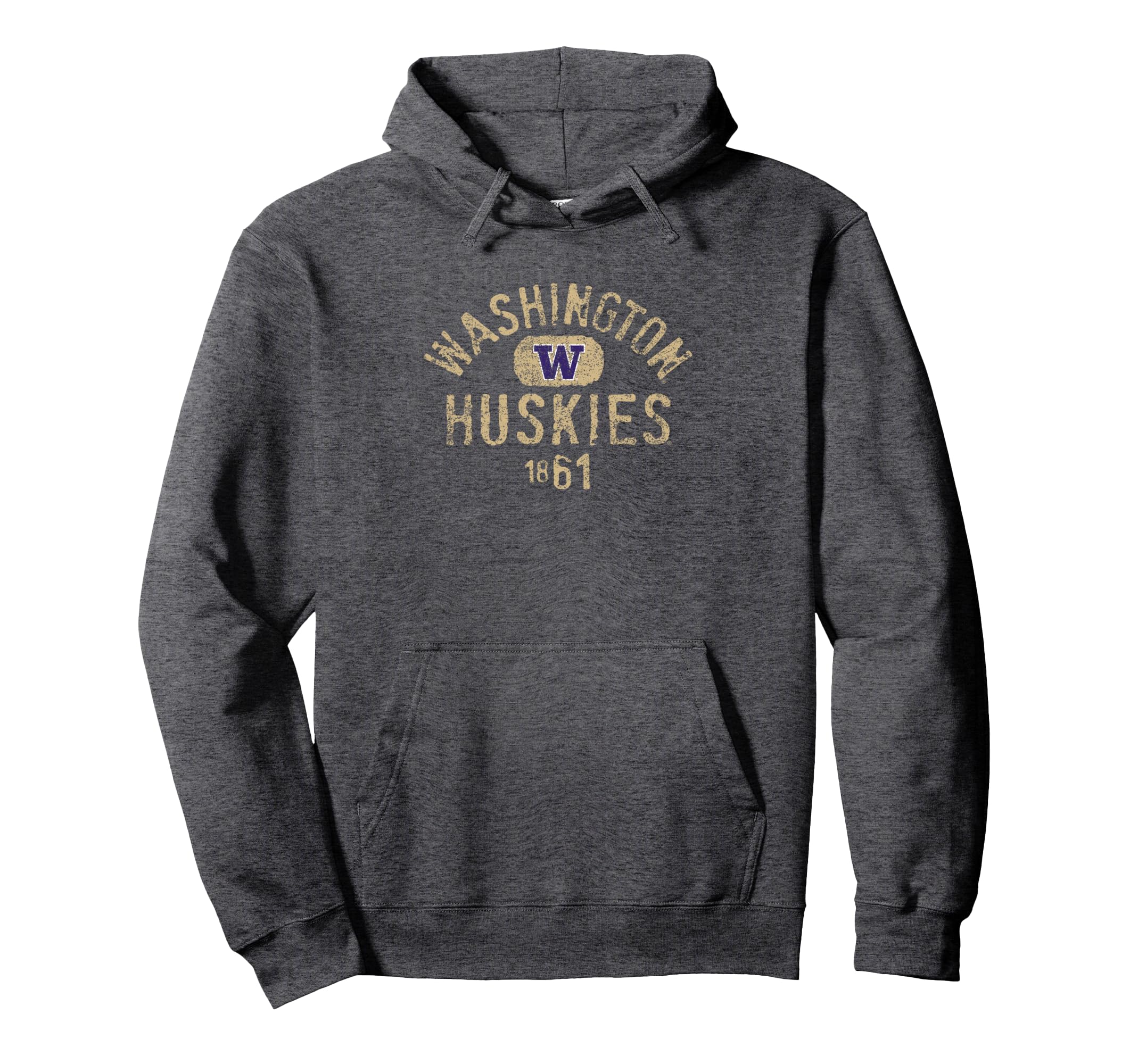 Elite Authentics Washington Huskies Men's Black 8.5 oz Classic Fit Vintage Pullover Hoodie