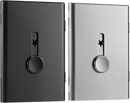 Amazon.com: Paquete de 2 soportes para tarjetas de visita, portatarjetas de  visita, portatarjetas de acero inoxidable, excelente diseño para hombres y  mujeres (negro/gris) : Productos de Oficina