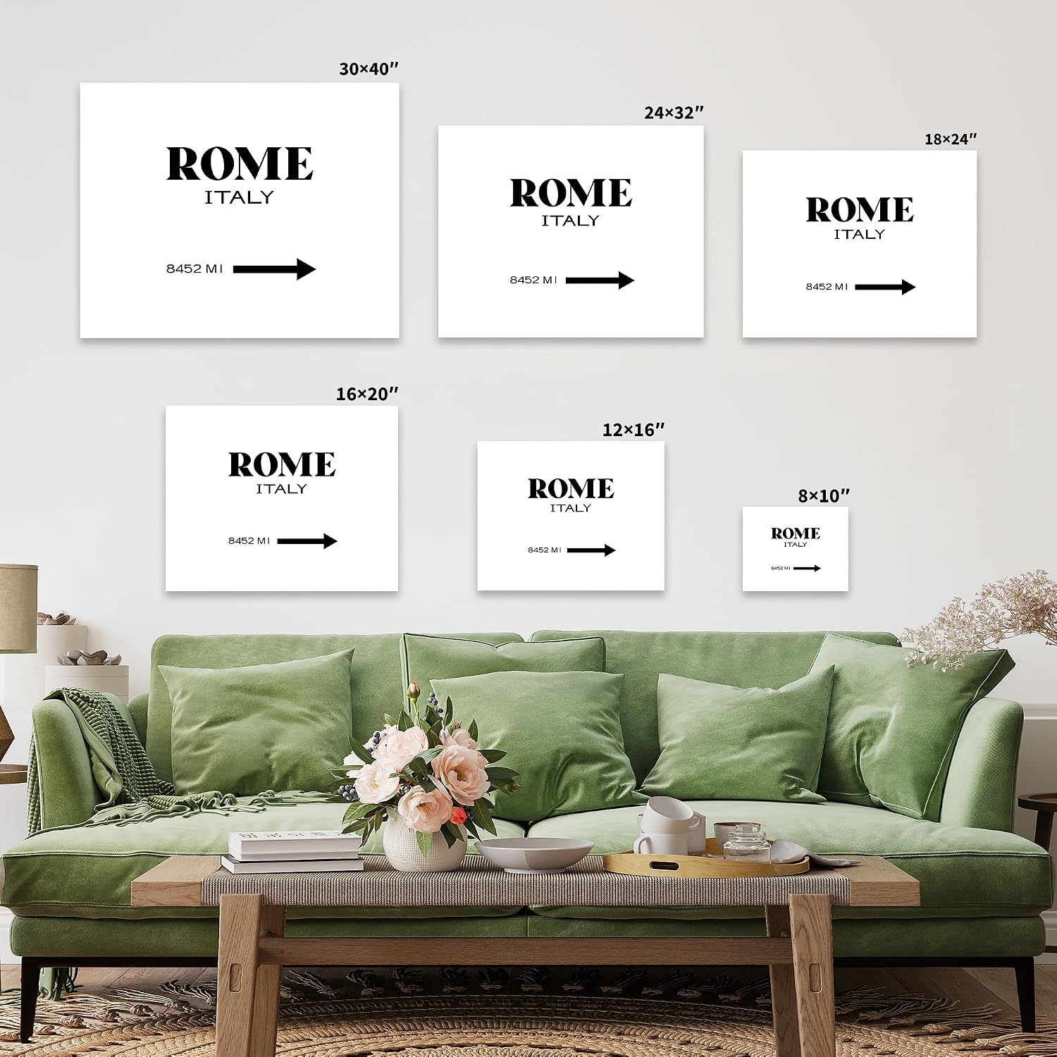 Poster Master Italy Canvas - Rome Print - Travel Sign Art - Gift for Him, Her, Italian, Travel Lover - Typographic Wall Decor for Home, Office, Bedroom, Living Room - 8x10 STRETCHED Canvas