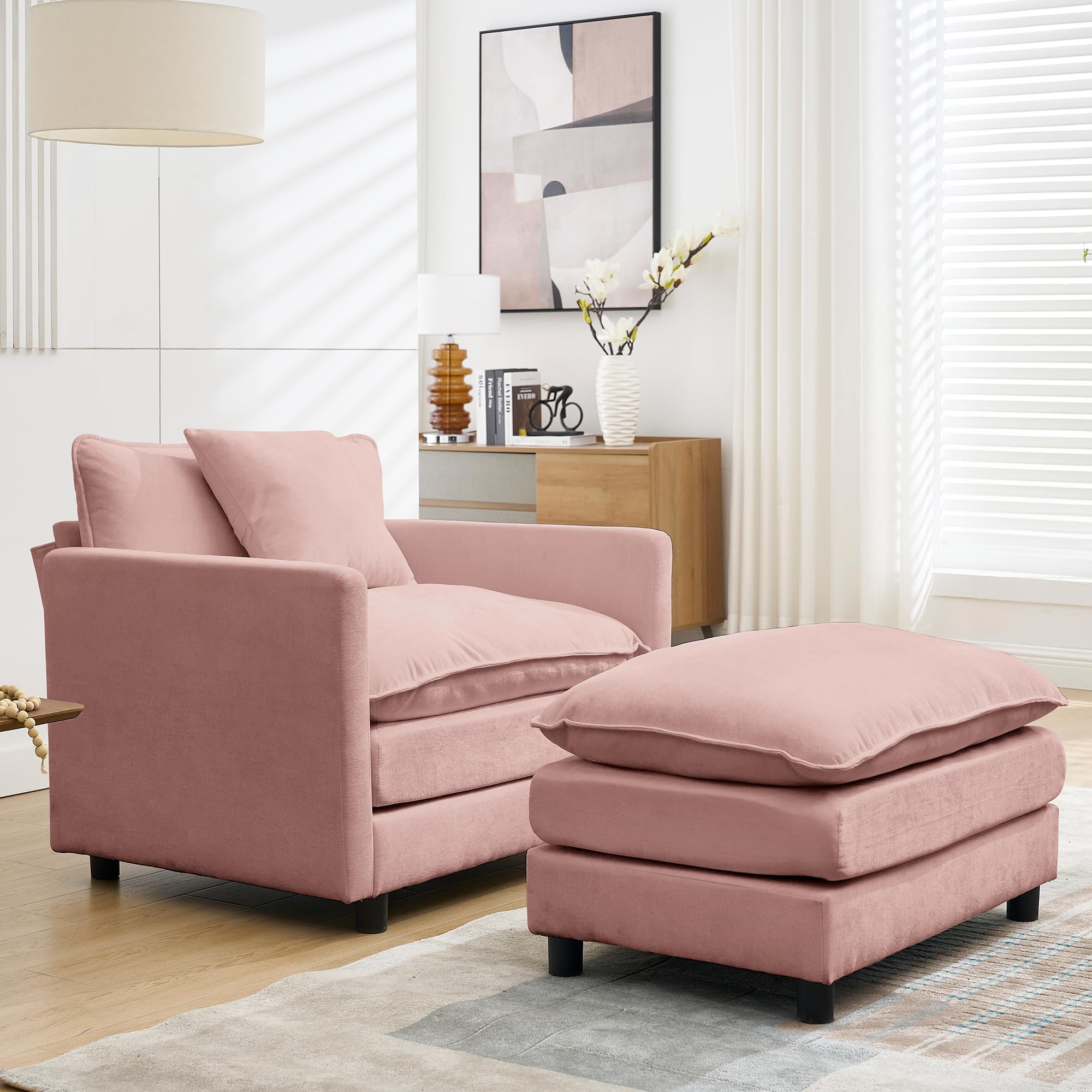 Button-Tufted Chaise Lounge Indoor, Velvet Chaise Lounge Chair with Legs & Toss Pillow, Armless Rolled Backrest Leisure Sofa Recliner For Living Room