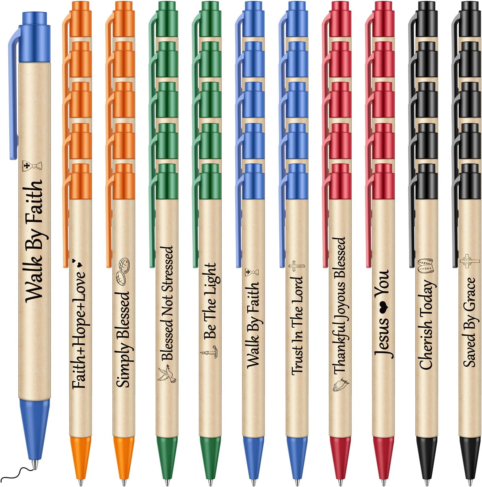 Bible Verse Pens Bulk Christian Gifts for Women Christian Ballpoint Pens Inspirational Scripture Quotes Pens Set for Women Men Teachers School Office Supplies, 10 Styles (50 Pcs)