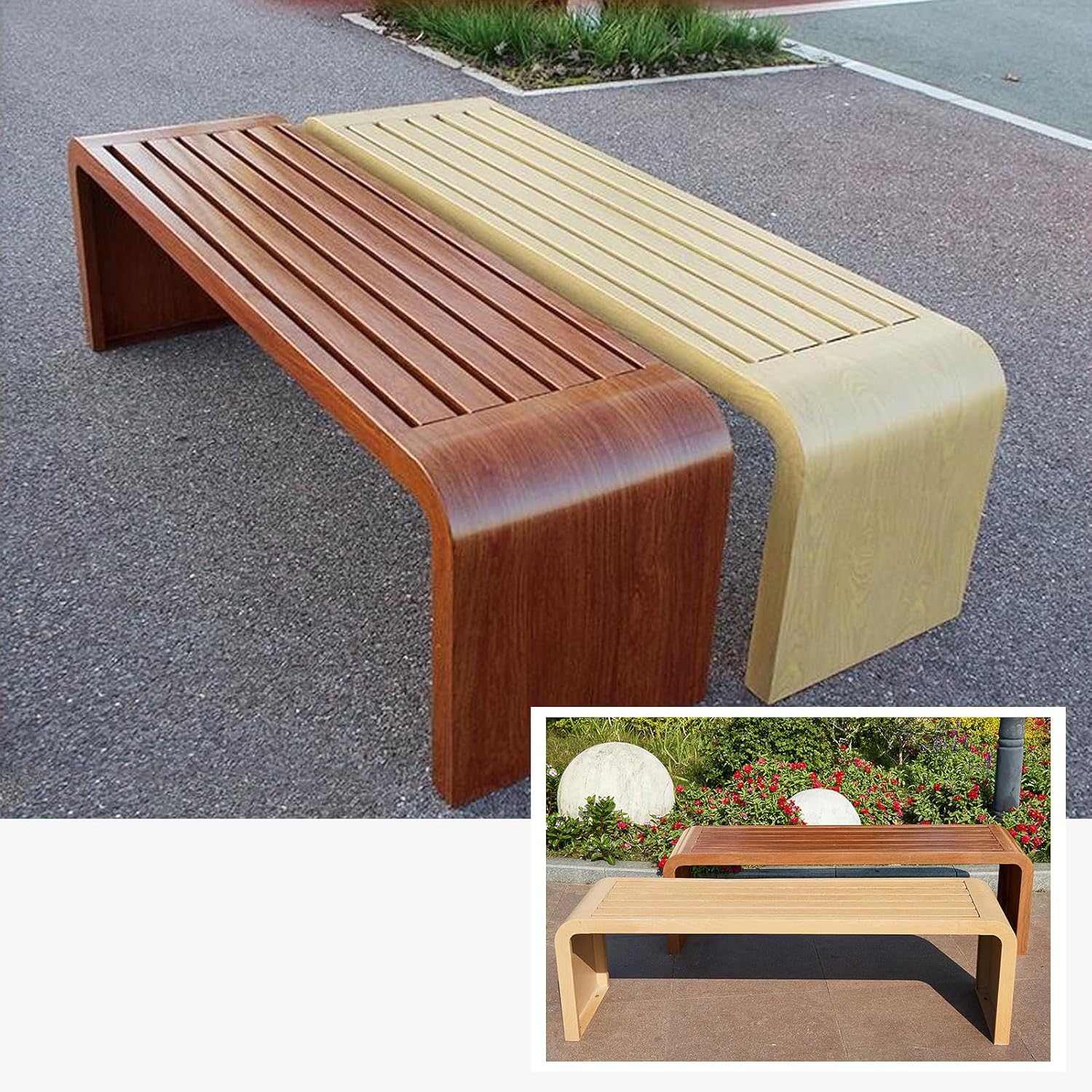 Outdoor Bench Metal Garden Bench Outside Bench Weatherproof Backless Patio Benches 100/120/150/180cm Metal Frame for Garden Porch Park A 100x40x45cm