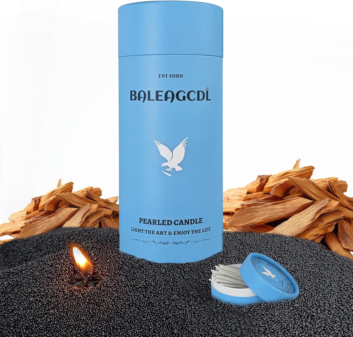 Pearled Candles with 30 Wicks -18 Oz YUKCAXDLS Wild Sandalwood Breath Scented DIY Pearleds Wax Refillable for Making Lasts up to 100+ Hours of Steady Burn Smokeless - Black