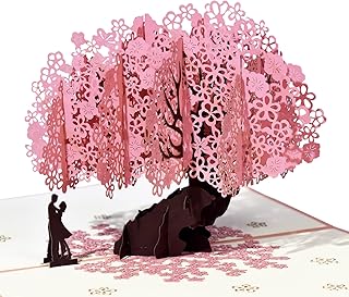 GREETING ART Wedding Card Anniversary Card,Cherry Blossom Pop Up Card,8x6 - 3D Greeting Card, Cherry Tree Pop Up Card,Valentine Card,Pop Up Birthday Card for Couple,Her,Him,Husband, Wife, Girlfriend, Boyfriend