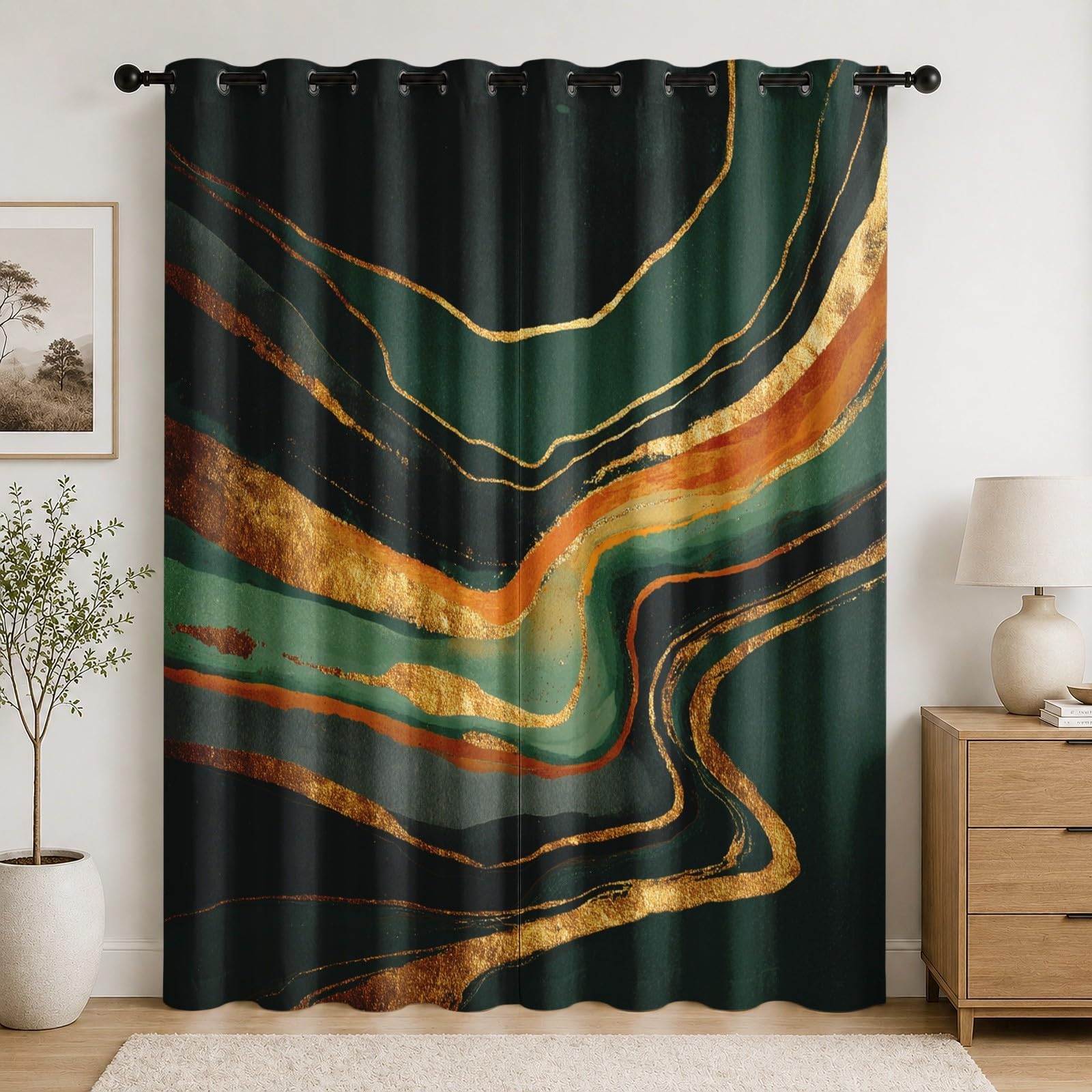 Rideaux occultants 2 panneaux 140x245cm vert rideau thermique isolant salon