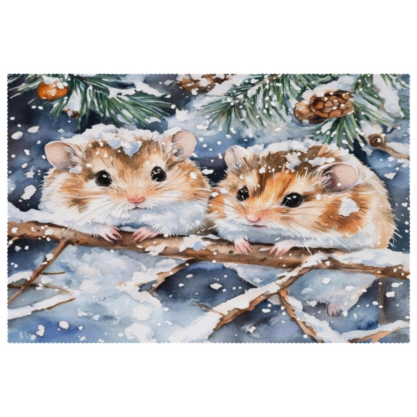 Set de table résistant à la chaleur Snowy Hamsters lot de 6 protège table antidérapant 30x45