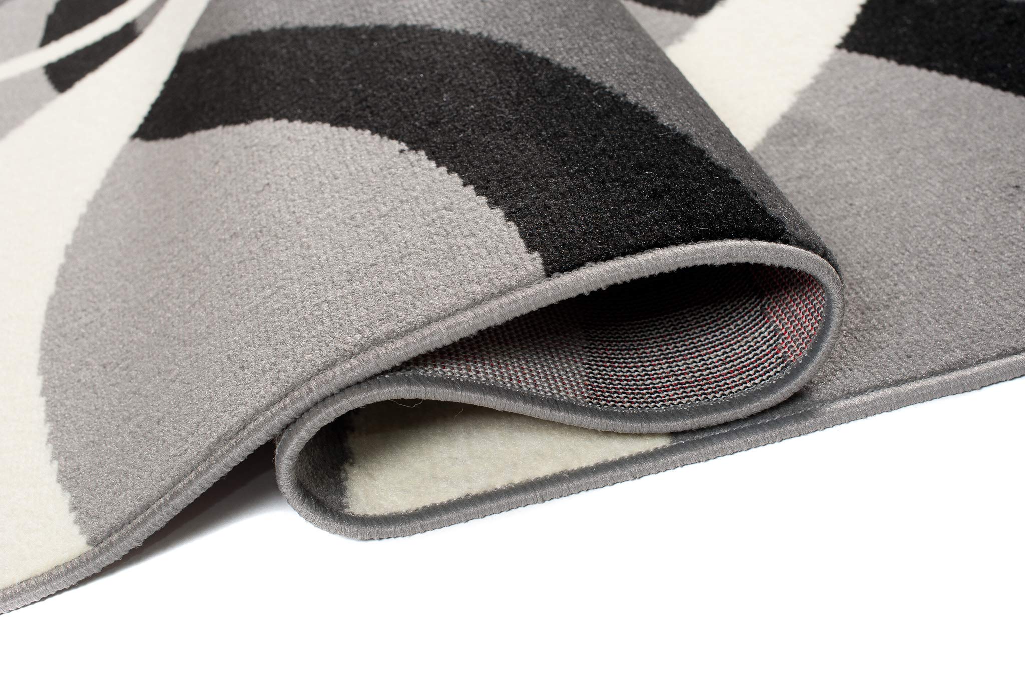 TAPISO Dream Tapis de Salon Chambre Salle à Manger Adulte Bureau Design Moderne Noir Gris Blanc Abstrait Motif Ondes Vagues Poil Court Fin Doux Léger Résistant 140 x 200 cm