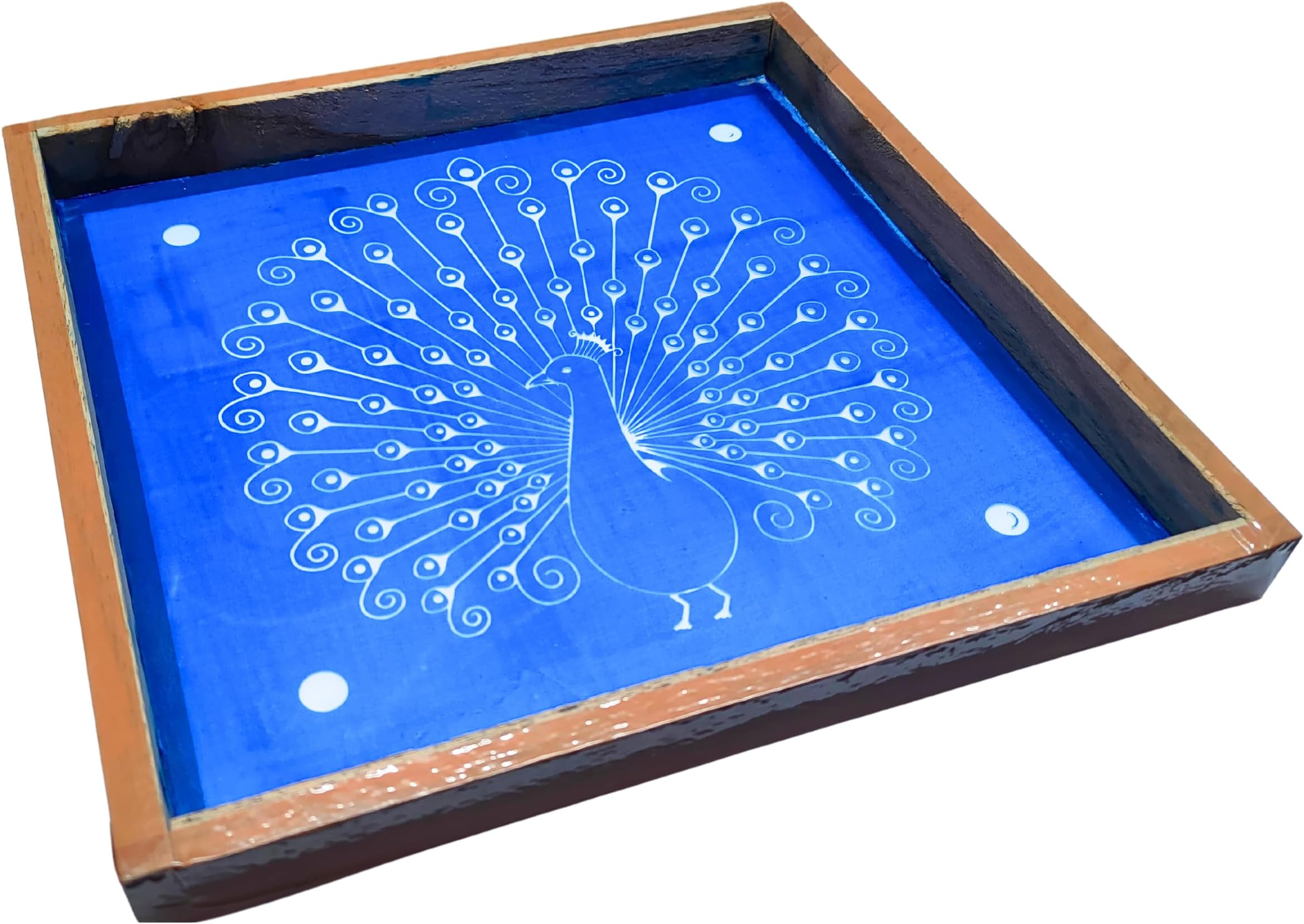 Anciently Peacock Rangoli Stencil Wooden, Rangoli Sacha Wooden, 1 Piece (10x10 Inches)