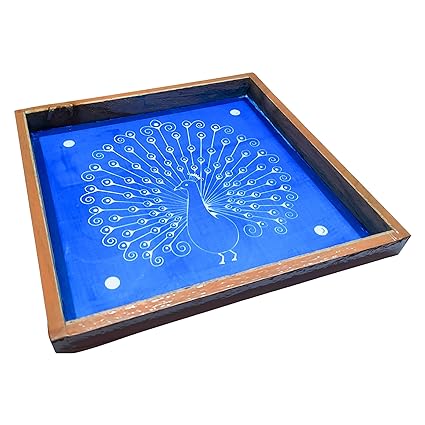 Anciently Peacock Rangoli Stencil Wooden, Rangoli Sacha Wooden, 1 Piece (10x10 Inches)