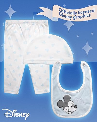 Miniatura 5 de Disney Ropa para bebé recién nacido, 7 piezas, Mickey Mouse Winnie the Pooh, babero, enterizo, gorro, bolsa de regalo, conjunto de regalo