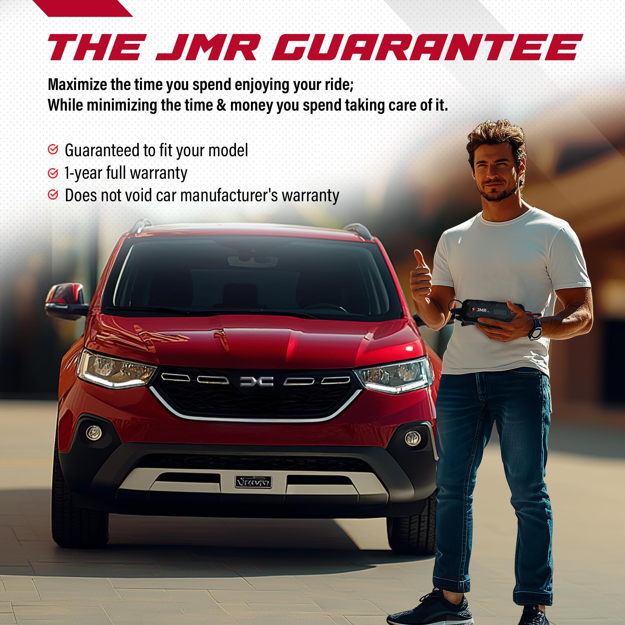 JMR Cargador de Bateria para Dacia Duster Logan Sandero Jogger Dokker Lodgy Bigster Todos los Modelos Mantenedor de Carga Acondicionador (Añadir Modo Litio)