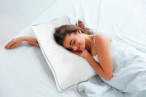 Miniatura 6 de Royale Linen - Juego de 2 almohadas de cama tamaño Queen, almohadas de cama para dormir, almohada reforzada para dormir de espalda, estómago o de