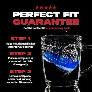 SAFEJAWZ Ice Blue Mouth Guard for Braces, One Size Gum Shield with Case