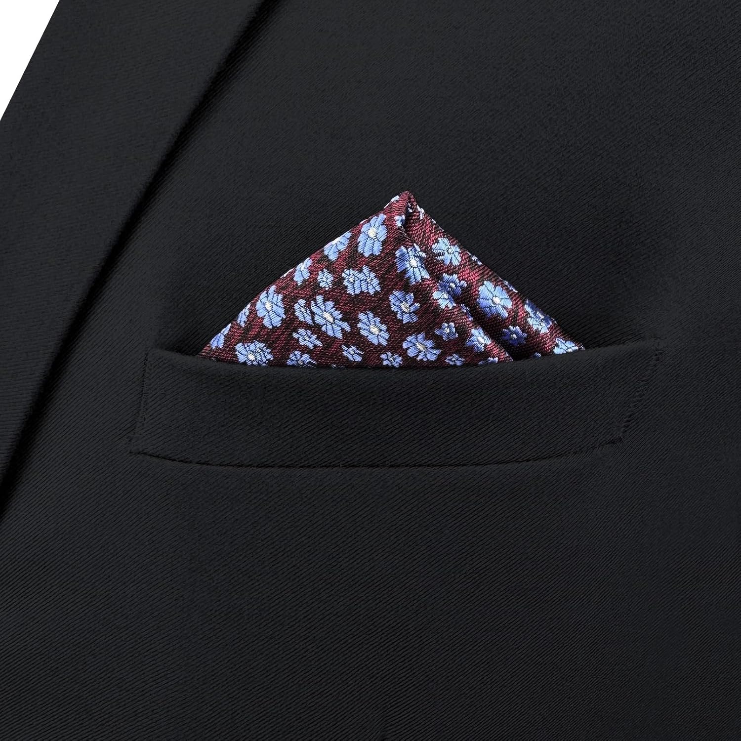 S&W SHLAX&WING Pocket Square for Men Burgundy Blue Floral Suit Hanky Wedding Groomsmen Woven