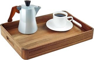 Relaxdays Serviertablett Akazienholz & MDF, Natur