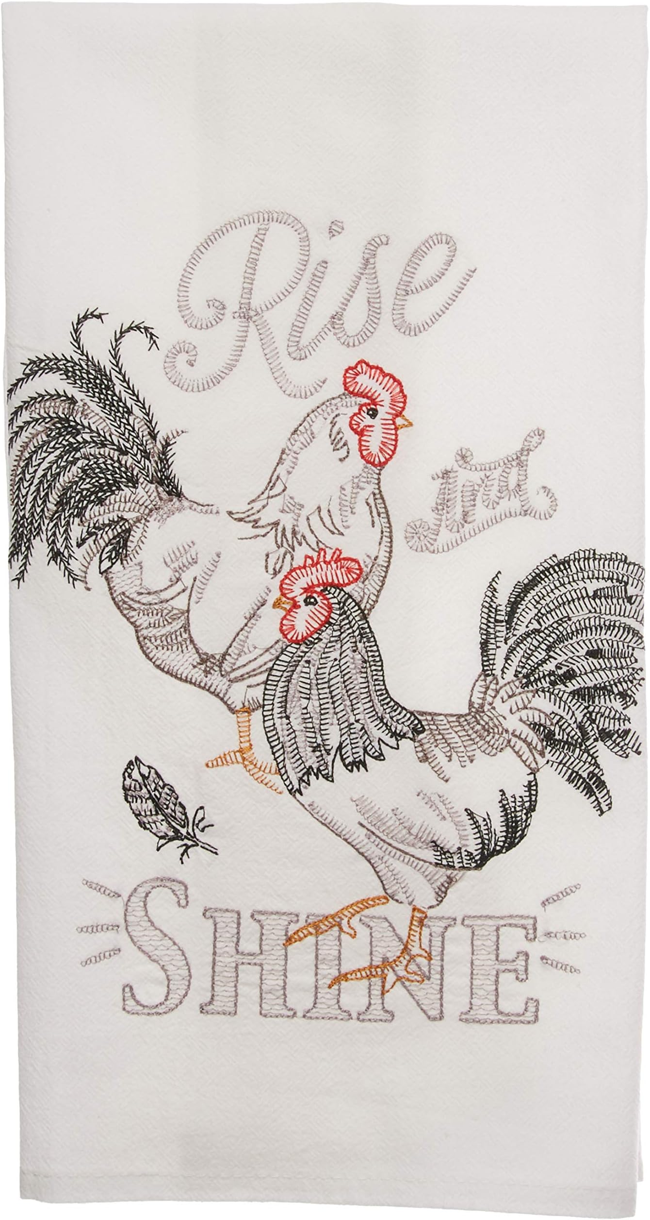 Farmer's Market Rooster Embroidered Flour Sack Towel