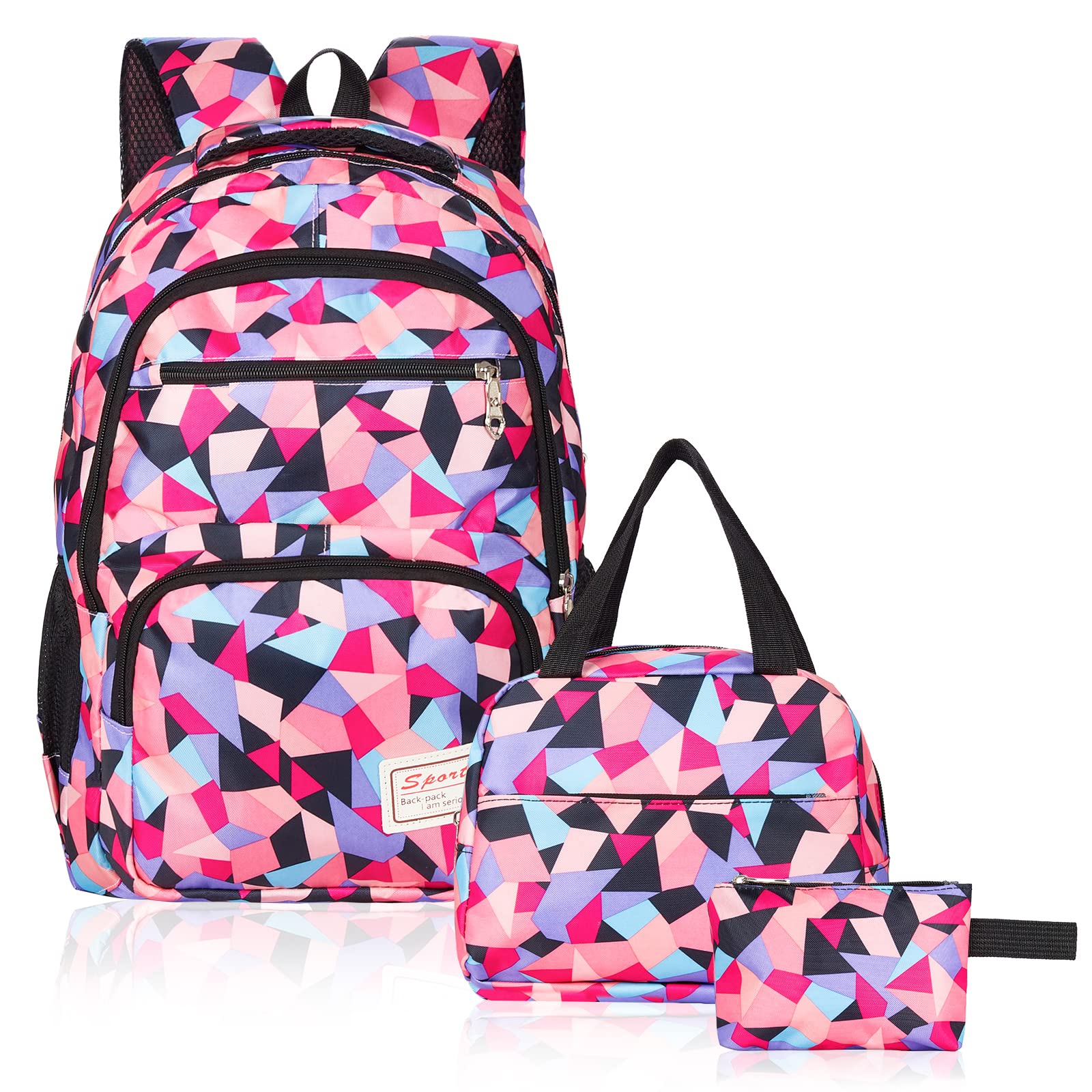 Sciphylia Mochila Escolar Niña Niños Viaje Mochilas Escolares Impermeable 3 IN 1 Sets de Mochila Backpack Ligero con Bolsa del Almuerzo y Estuche de Lápices para La Escuela Viajes Intemperie