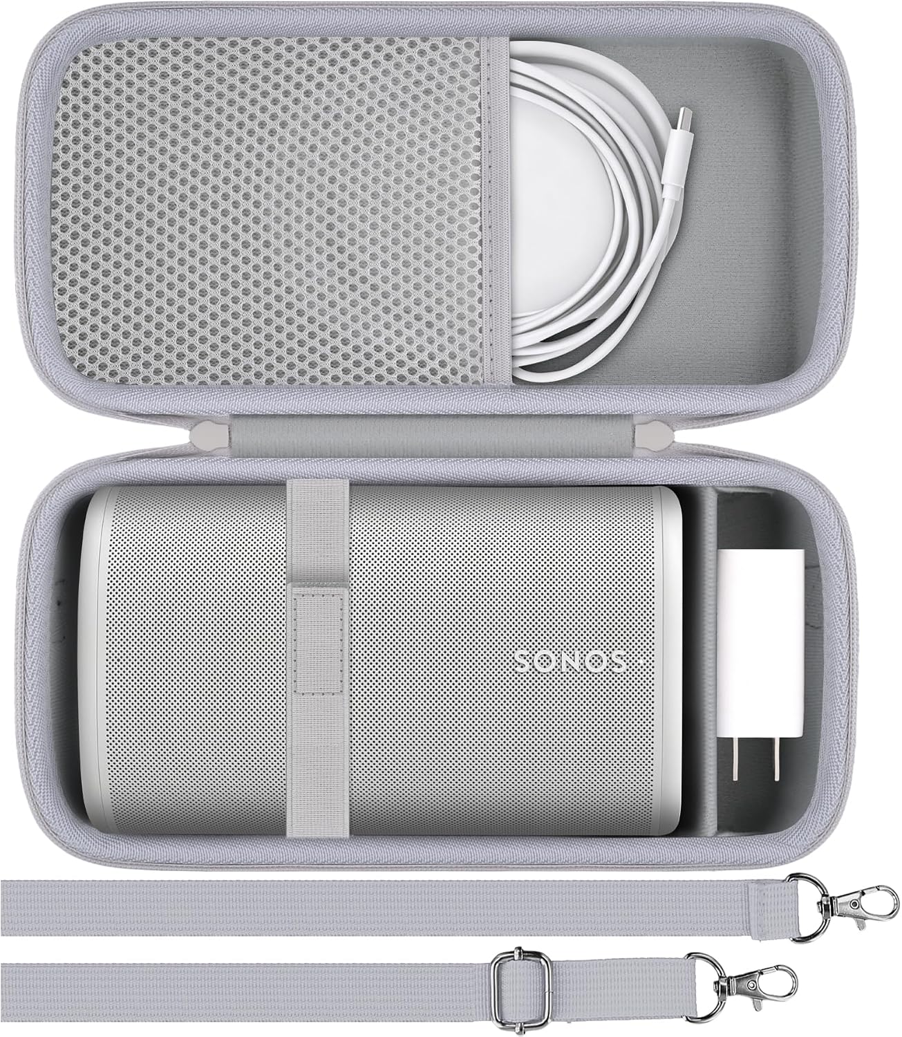khanka Hard Travel Case for Sonos Play Bluetooth Speaker and Charger,White