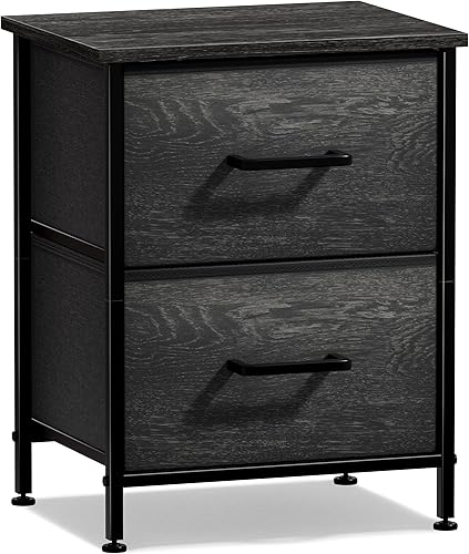 Vista 7 de Sorbus Cómoda de mesita de noche con 2 cajones de madera sintética, mesita de noche con almacenamiento para dormitorio, sala de estar, armario