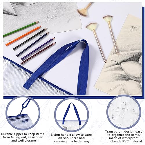 Miniatura 5 de Cunno Bolsa de arte de 3 piezas de 24 x 36 pulgadas, grandes carteras, bolsas de almacenamiento con cremallera y asa, carpeta organizadora