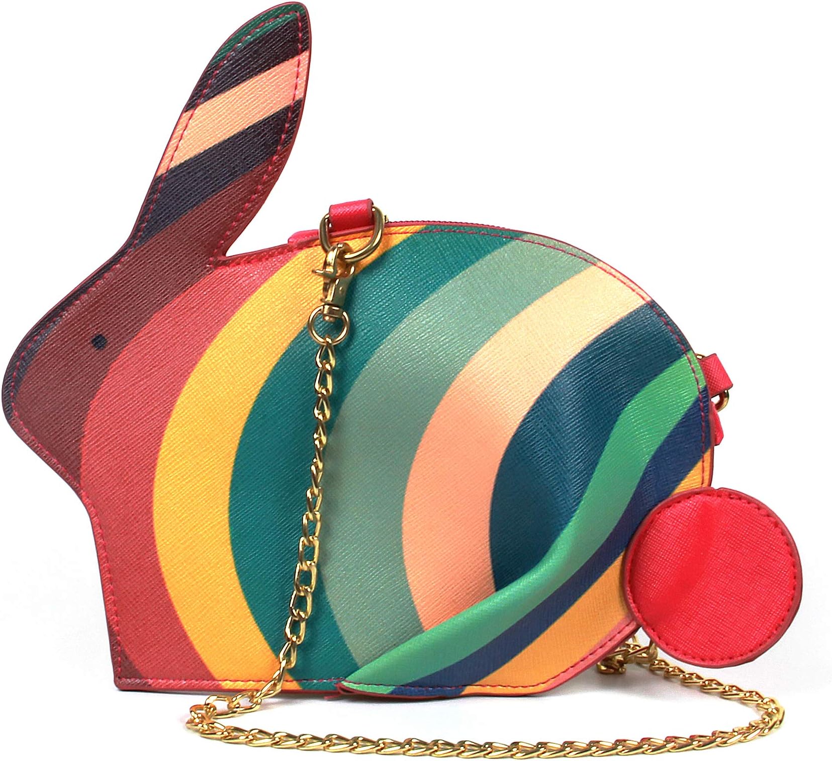 Rainbow Rabbit Crossbody Bag Women Pu Leather Chic Clutch Purse