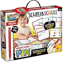 Lisciani - MONTESSORI Pen Writing School - for Children from 3 to 6 Years - Motor Learning - Montessori Inspired Learning to Write Set - Made in Italy - Encourages Creative Development