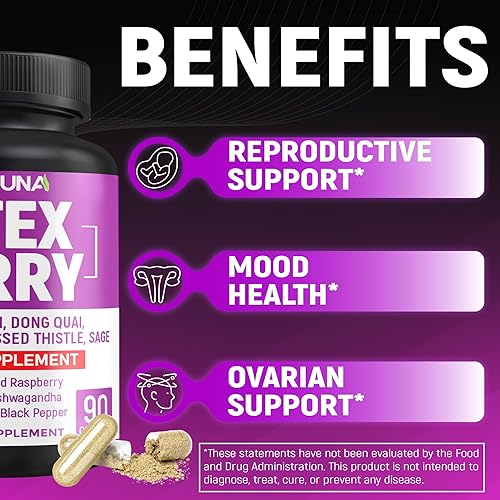 Miniatura 5 de Cápsulas de extracto de bayas Vitex | 8050 mg | 90 cápsulas - 3 meses de suministro | Vitex Berry, raíz de cohosh negro, raíz de Dong Quai