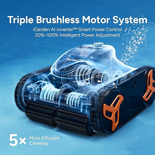 Miniatura 4 de Limpiador robótico iGarden de piscinas serie KN, 210 minutos de funcionamiento, navegación 3D inteligente, tecnología de ahorro de energía