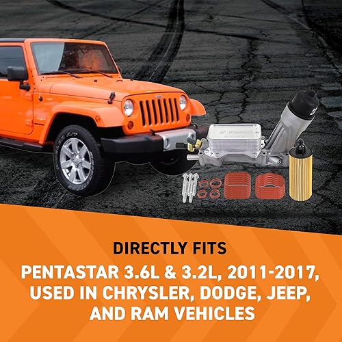 Miniatura 2 de Mishimoto Kit de carcasa de filtro de aceite de aluminio, compatible con Pentastar 3.6L y 3.2L, 2011-2017