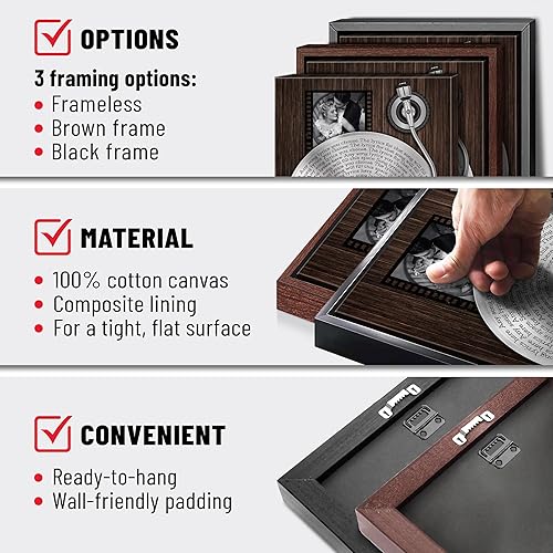 Vista 241 de H-DEWALL Letras de canciones personalizadas, lienzo enmarcado en marrón, música romántica del día de San Valentín, regalo personalizado para marido