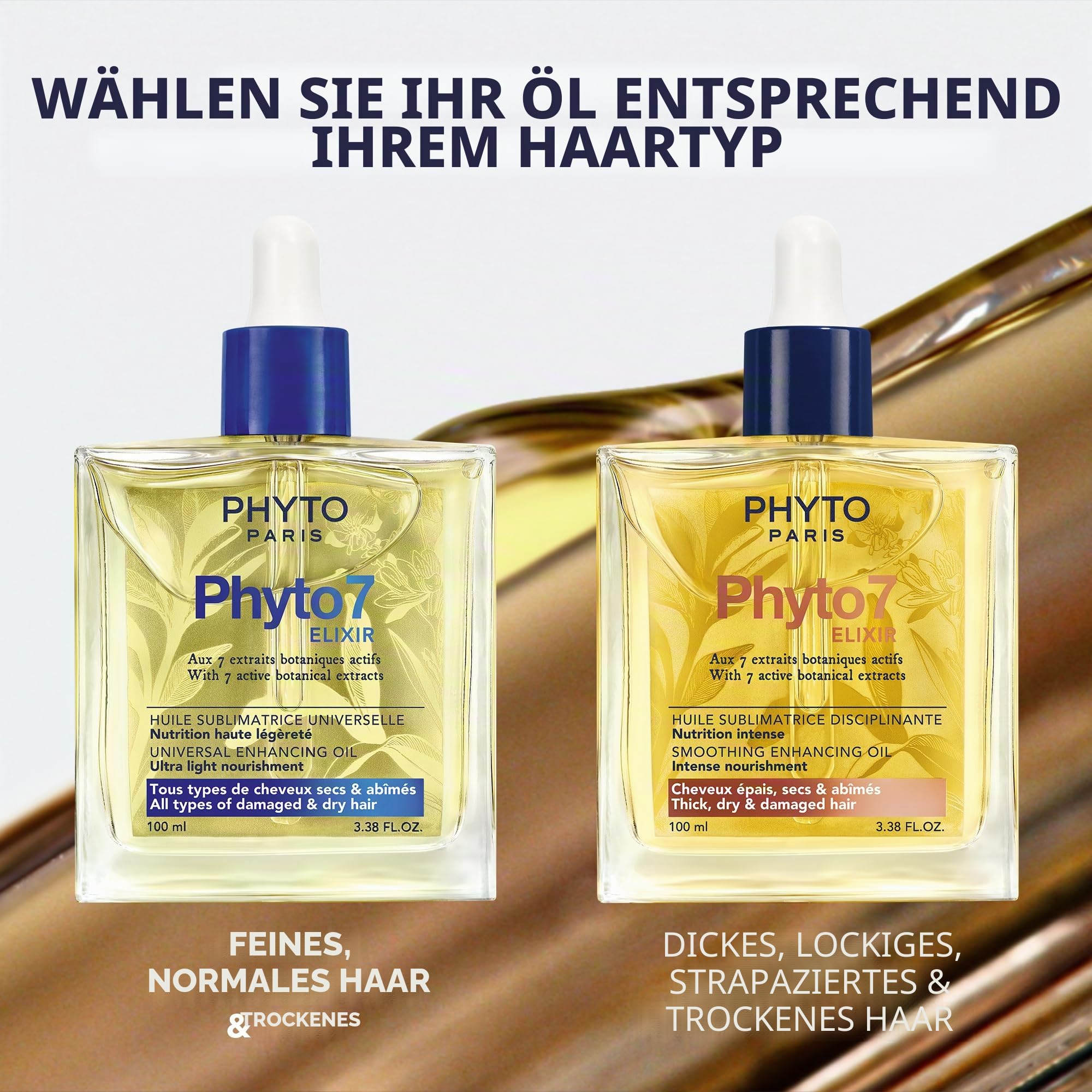 Phyto Paris Phyto 7 Elixir Bändigendes Haaröl – Nährendes Elixier für trockenes Haar ohne zu beschweren – 110 Prozent mehr Pflege und 70 Prozent Glanz – Haaröl für dickes und geschädigtes Haar.