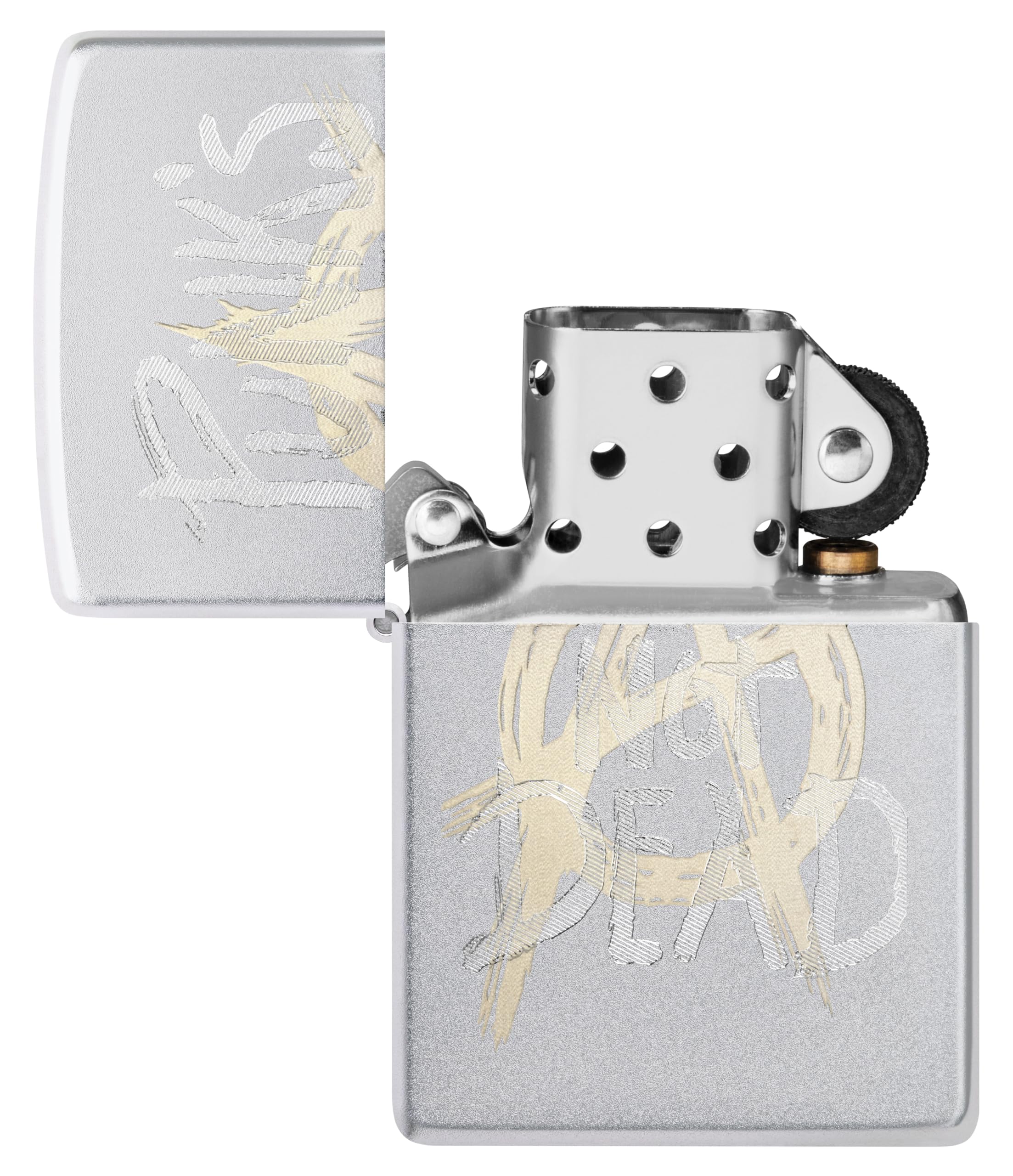Zippo Encendedor a Prueba de Viento - Punk's Not Dead - Acabado Cromo Satinado con Grabado Láser - Recargable - Reutilizable - Diseño a Prueba de Viento - Caja de Regalo Hecho en EEUU