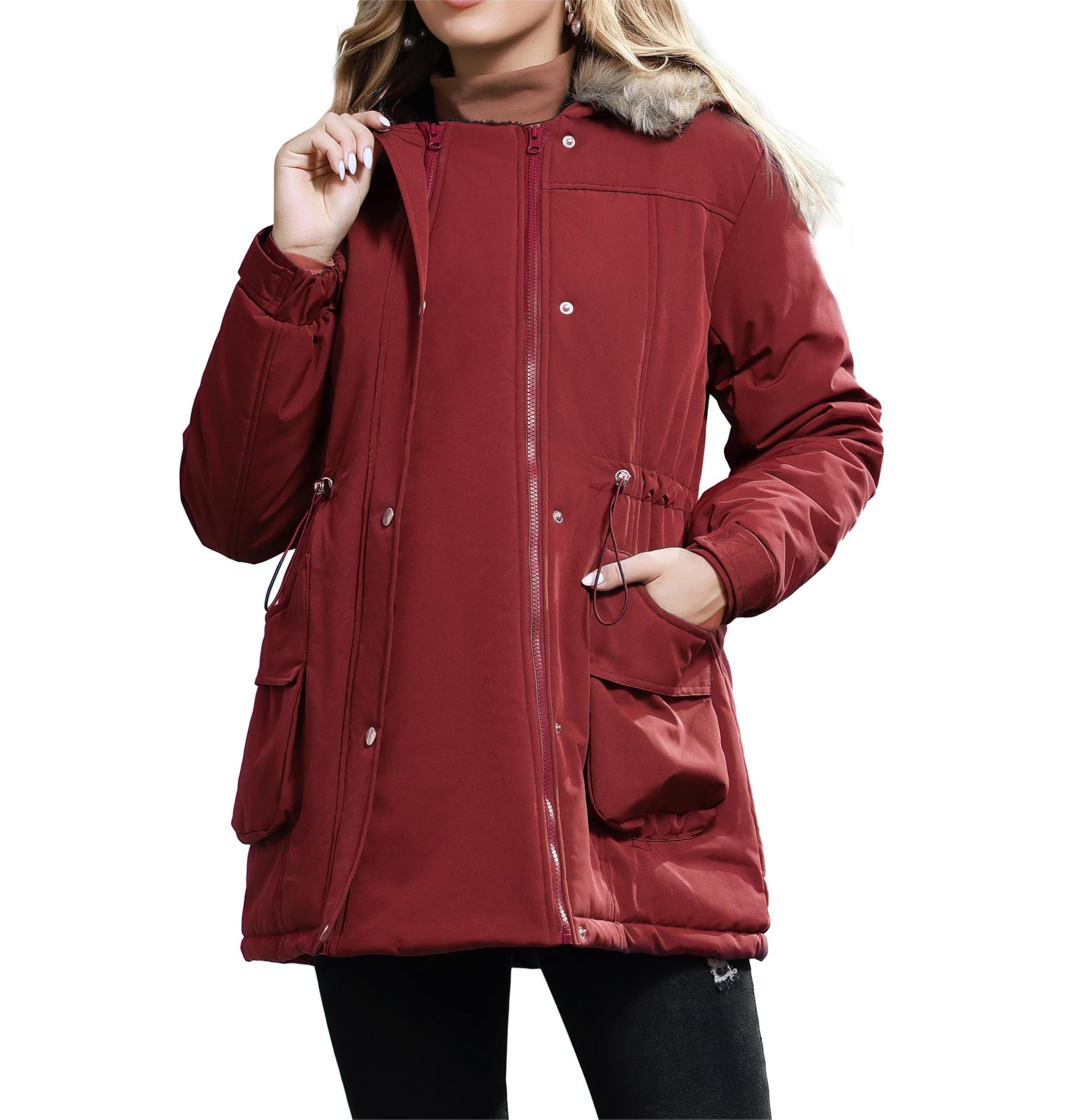 Maacie Winter Umstandsmantel aus Baumwolle warme Alltags-Outdoor-Umstandsjacke