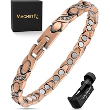 MagnetRX Copper Bracelets for Women Ultra Strength Magnetic Crystal Bracelet for Women Adjustable Copper Bracelet with Crystals with Included Sizing Tool Crystal XO Style