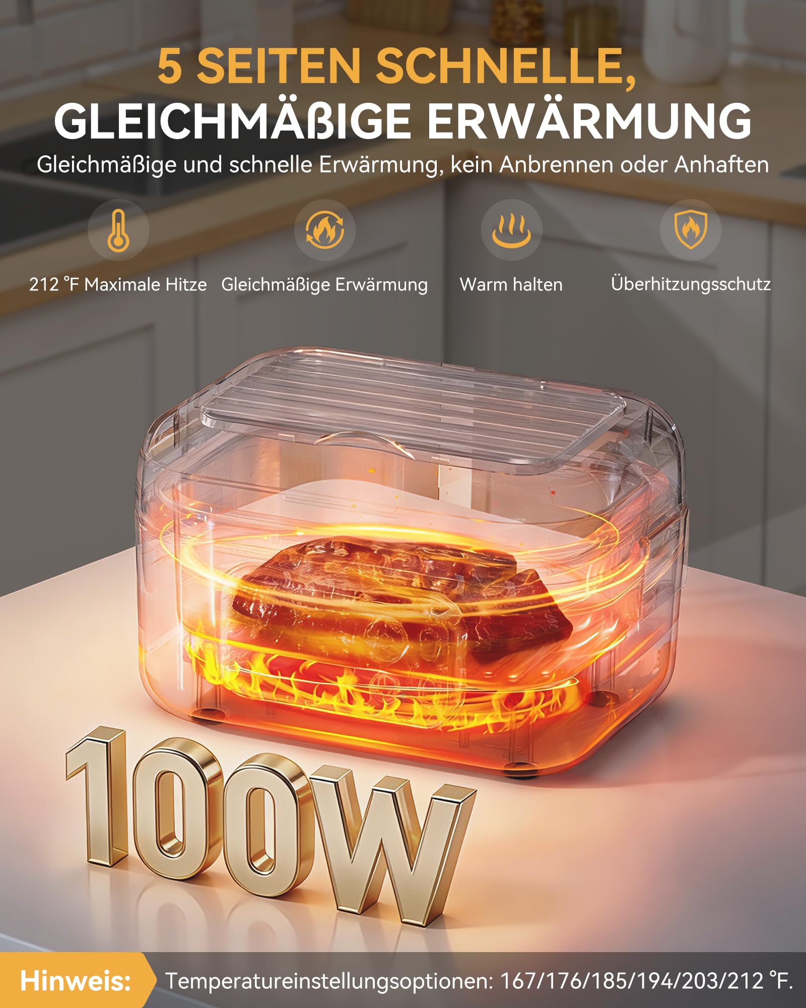 Yofidra Elektrische Lunchbox 1500ml, Heated Lunch Box | mit Akku | Digitalanzeige | Thermotasche | Löffel-Gabel-Kombination | Plastiktrennwand | Herausnehmbarer Trennplatte für Arbeit
