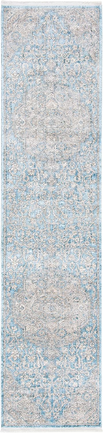 SAFAVIEH Dream Collection 2' x 8' Blue/Grey DRM412M Vintage Oriental Distressed Premium Viscose Runner Rug